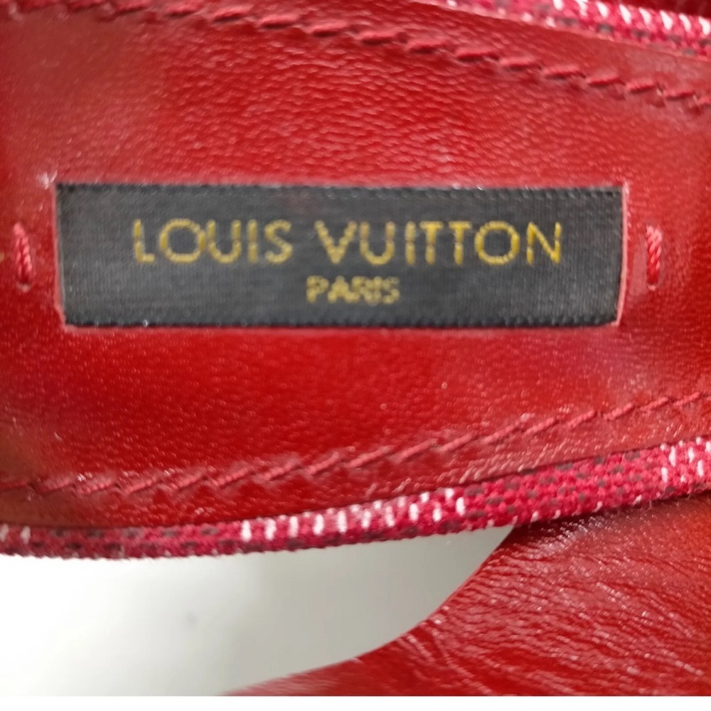 š„LOUIS VUITTON Red Leather, Espadrille & Logo "Dice" Wedge Heels š„ - Picture 5 of 16
